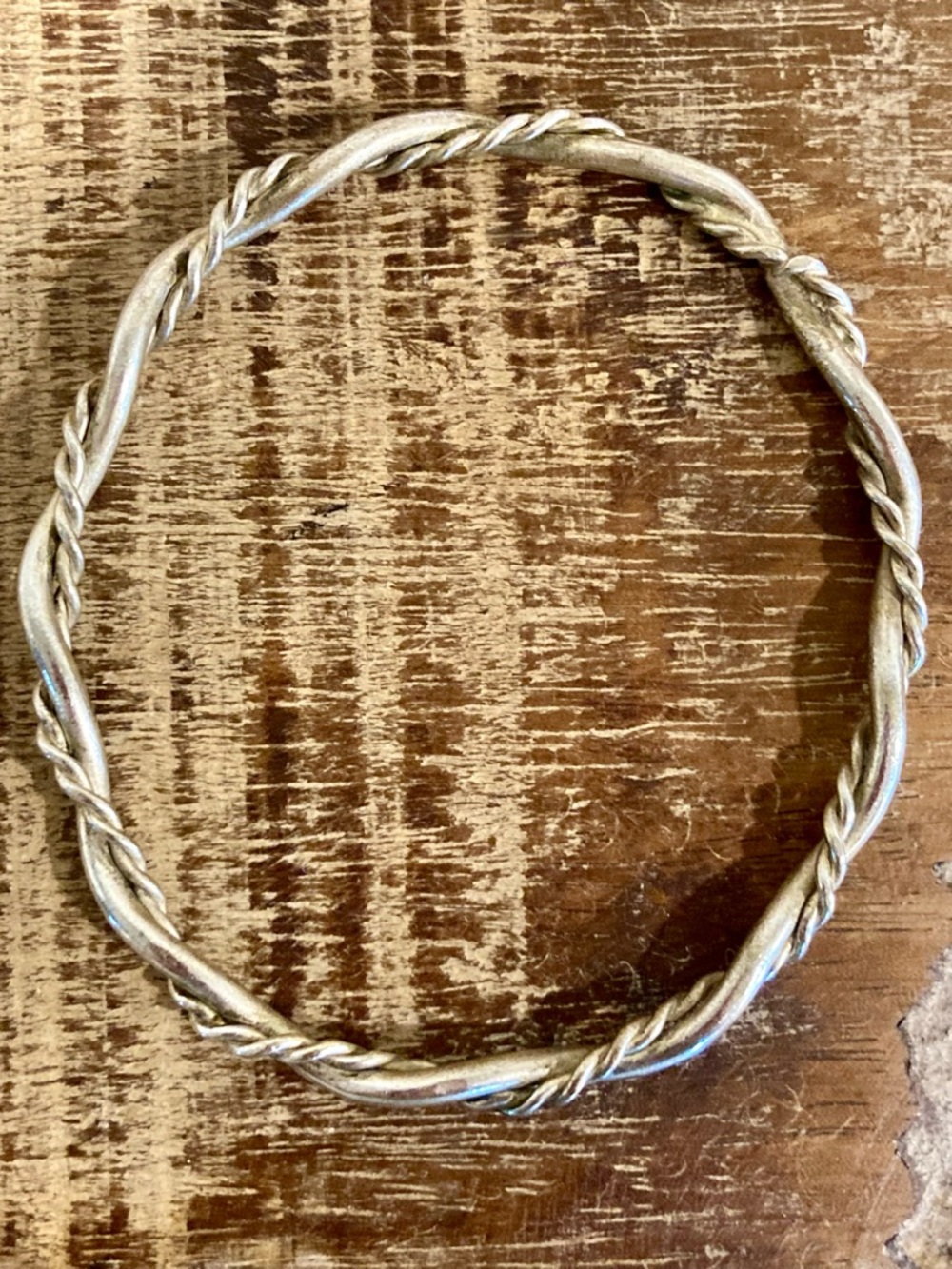 Twisted Wire Bangle Bracelet - Silver Tone - Picture 8 of 11